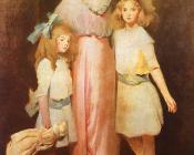 约翰怀特亚历山大 - 丹尼尔斯夫人和两个孩子